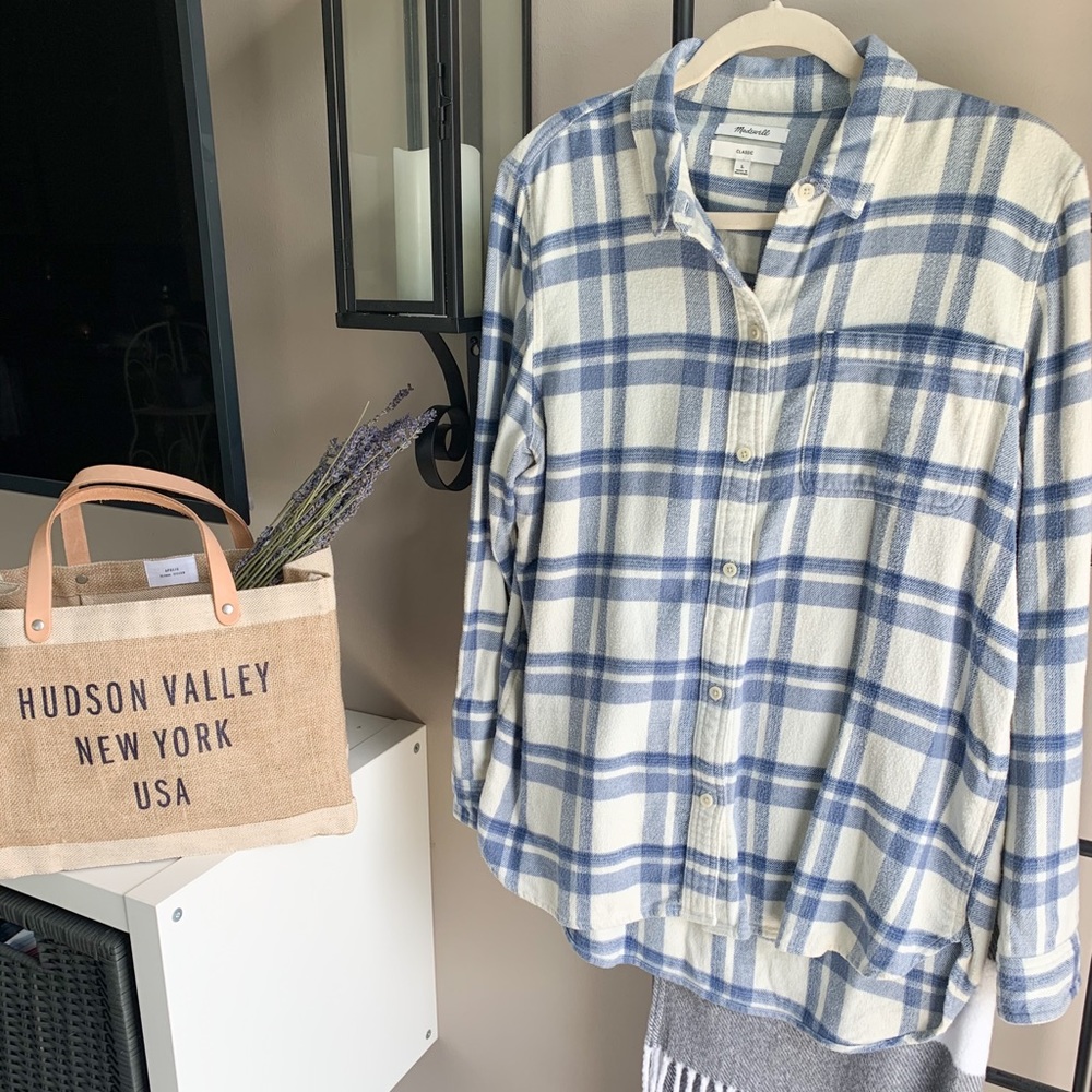 Madewell Flannel Classic Shirt in Blue/White Plaid
